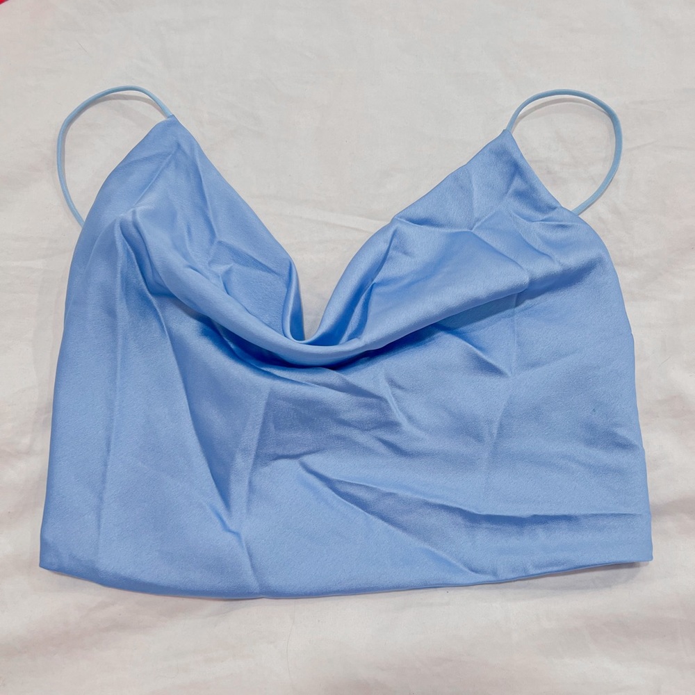 Missy Empire Blue Silk Top